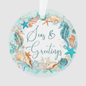 沿岸の海とグリーティングシーホースのシェル オーナメント (正面)