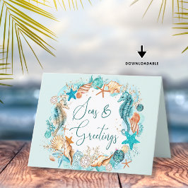 沿岸の海とグリーティングシーホースのシェル シーズンカード