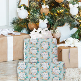 沿岸の海とグリーティングシーホースのシェル ラッピングペーパー