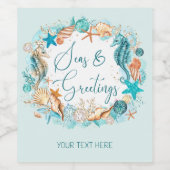 沿岸の海とグリーティングシーホースのシェル ワインラベル (シングルラベル)