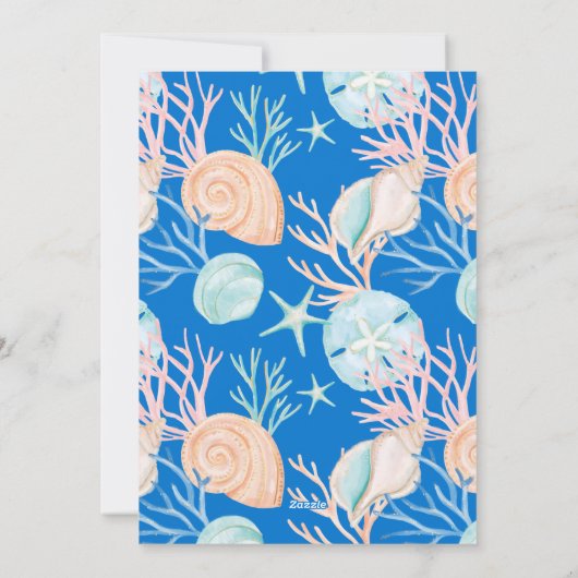 沿岸の海とグリーティングブルー海フォトフレーム シーズンカード (裏面)