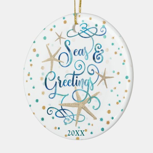 沿岸の海と挨拶のスクリプトヒトデ セラミックオーナメント (左)