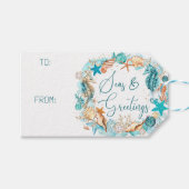 沿岸の海と挨拶の船乗り ギフトタグ (正面(横))