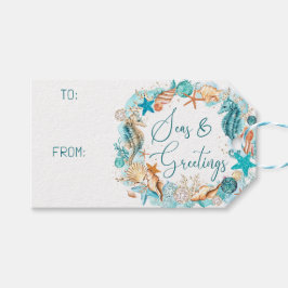 沿岸の海と挨拶の船乗り ギフトタグ