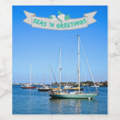 沿岸の海にグリーティングセーリングボート湾 ワインラベル (シングルラベル)