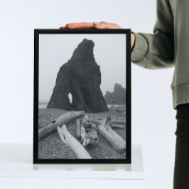 沿岸の海のスタック白黒 フォトプリント           