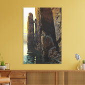 沿岸の海の人魚の女の子裸と潜む欲望 キャンバスプリント (インサイチュ (リビング))