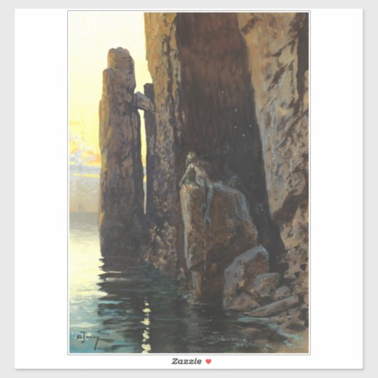 沿岸の海の人魚の女の子裸と潜む欲望 シール (シート)