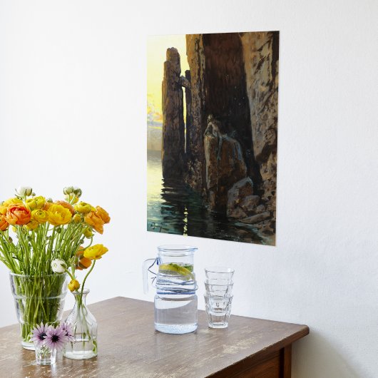 沿岸の海の人魚の女の子裸と潜む欲望 箔ポスター (レイダウン (キッチン))