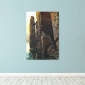 沿岸の海の人魚娘 裸と潜む欲望 キャンバスプリント (インサイチュ (ウッドフロア))