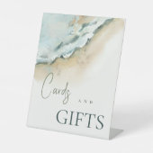 沿岸の海の波サンドビーチ結婚式カード&ギフト 台座サイン (正面)