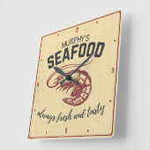 沿岸の海水浴場エビカスタマイズシーフードディナー スクエア壁時計 (傾斜)