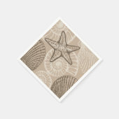 沿岸の海洋生物ヒトデとベージュの貝殻 スタンダードカクテルナプキン (角)