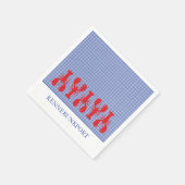 沿岸の町の名前レッドロブスターブルーホワイトチェック スタンダードカクテルナプキン (角)