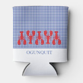 沿岸の町の名前レッドロブスターブルーホワイトチェック 缶クーラー (正面)