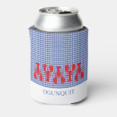 沿岸の町の名前レッドロブスターブルーホワイトチェック 缶クーラー (缶裏面)