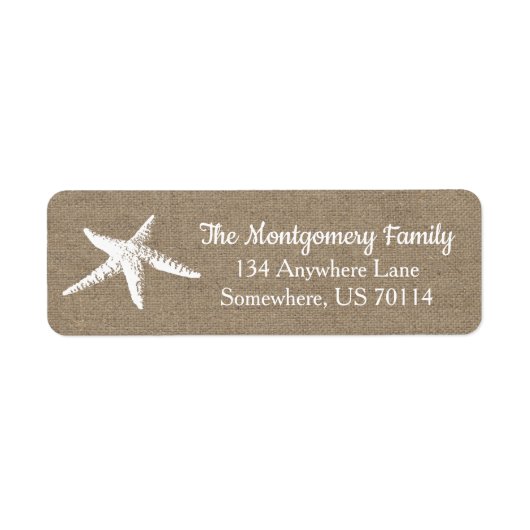 沿岸の白いヒトデとバフェイクラップ ラベル (正面)