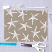 沿岸の白いヒトデとバフェイクラップ 薄葉紙 (クラフト)