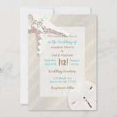 沿岸の砂浜の星型海星とウニのビーチ 招待状 (正面)