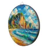 沿岸の穏やか威厳のあるな岸壁と穏やかな海岸 ダーツボード (正面右)