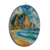 沿岸の穏やか威厳のあるな岸壁と穏やかな海岸 ダーツボード (正面左)