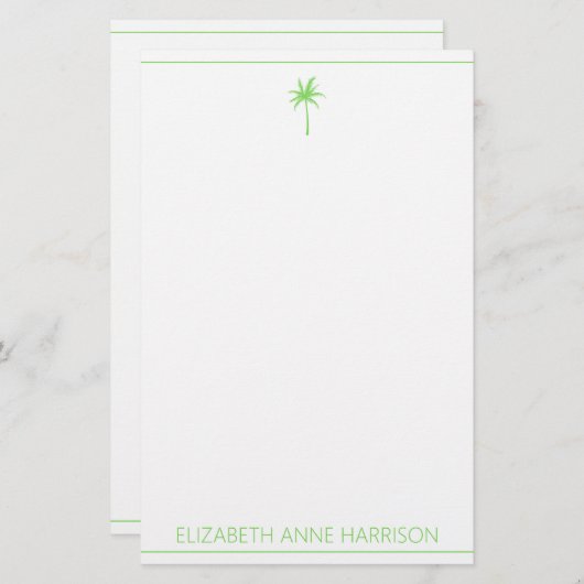 沿岸の緑と白のヤシの木 便箋 (正面/裏面)