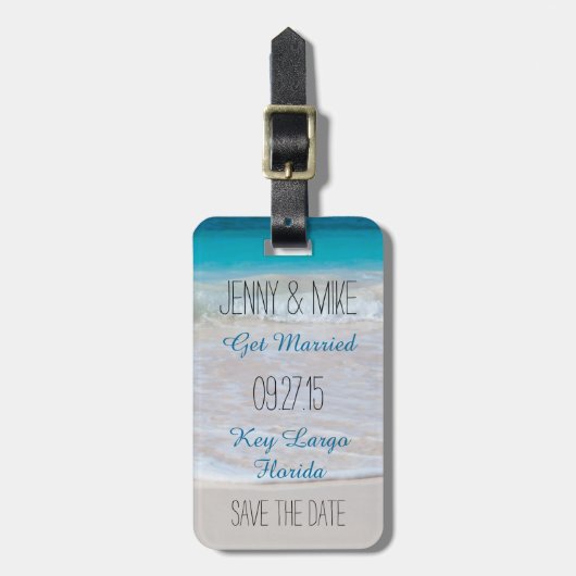 沿岸の誓い目的地の結婚式の日付を保存 ラゲッジタグ (正面縦)