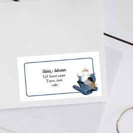 沿岸の貝殻ビーチブルーアイリスエレガントクモダン ラベル