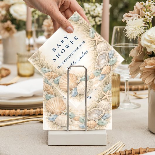 沿岸の貝殻リースベビーシャワー スタンダードカクテルナプキン