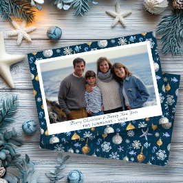 沿岸の雪の結晶と海の要素の写真 シーズンカード