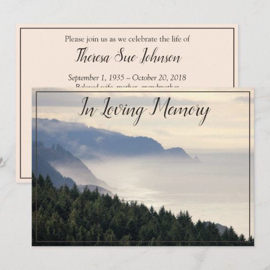 沿岸の霧と森林の追悼式のお知らせ 招待状 (正面/裏面)