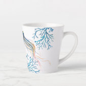 沿岸の青いクラゲと海のサンゴの水色 カフェラテマグ (右)