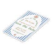 沿岸の青いストライプが日付を保存 マグネット (左側)