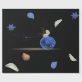 沿岸の青いバイブ黒いシーシェユニークル ラッピングペーパー (フラット)