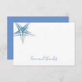 沿岸の青い星の魚の水彩画の感謝カード サンキューカード (正面/裏面)