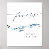 沿岸の青い水色の魚結婚式の引き出物標識 ポスター (正面)