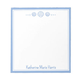 沿岸の青とホタテの貝殻パーソナライズされた ノートパッド