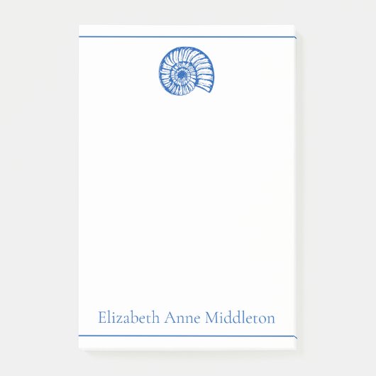 沿岸の青と白のパーソナライズされた殻 ポストイット (正面)