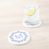 沿岸の青と白ヒトデリースモノグラム コースター (側面)