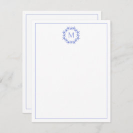 沿岸の青と白ヒトデリースモノグラム ノートカード