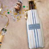 沿岸の青と砂ストライプのパーソナライズされた ボトルクーラー