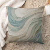 沿岸の青緑ベージュ抽象波 クッション (ブランケット)
