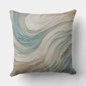 沿岸の青緑ベージュ抽象波 クッション (裏面)