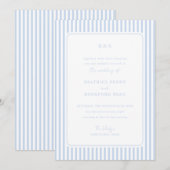 沿岸の青 クラシックなストライプ ミニマル ウェディング 招待状 (正面/裏面)