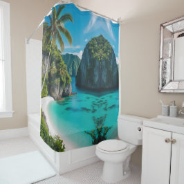 「沿岸の静けさで浴室を変える」 シャワーカーテン