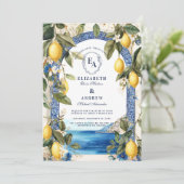 沿岸イタリア青と黄結婚色 招待状 (スタンド正面)