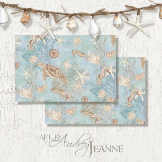 沿岸ウミガメのヒトデ・シーホースのデコパージュ 薄葉紙