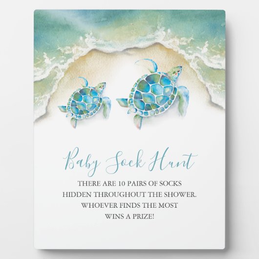 沿岸ウミガメ赤ちゃんシャワーゲームサインプラーク フォトプラーク (正面)