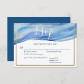 沿岸エレガンスウォーターカラー波インクラシックブルー 出欠カード (正面/裏面)