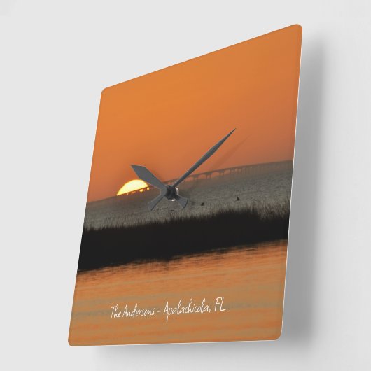 沿岸エレガントの日の出パーソナライズされた スクエア壁時計 (傾斜)